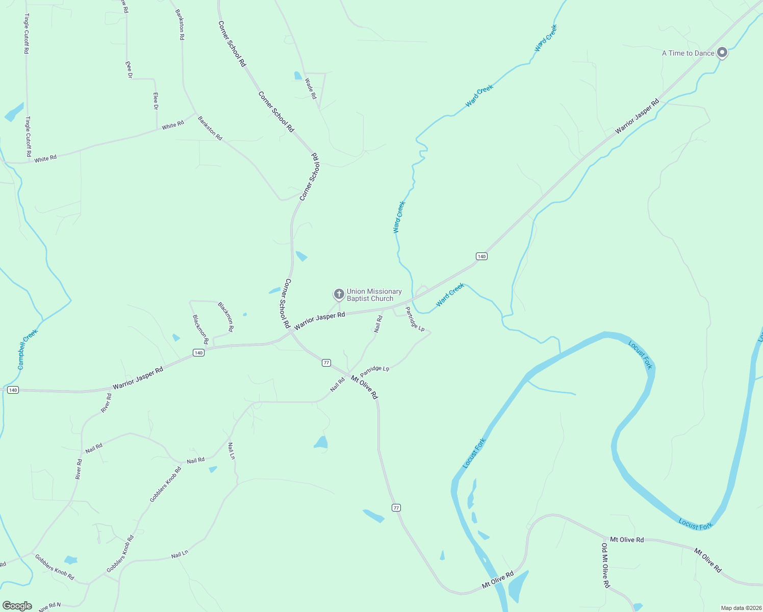 map of restaurants, bars, coffee shops, grocery stores, and more near 3287 Warrior Jasper Road in Warrior