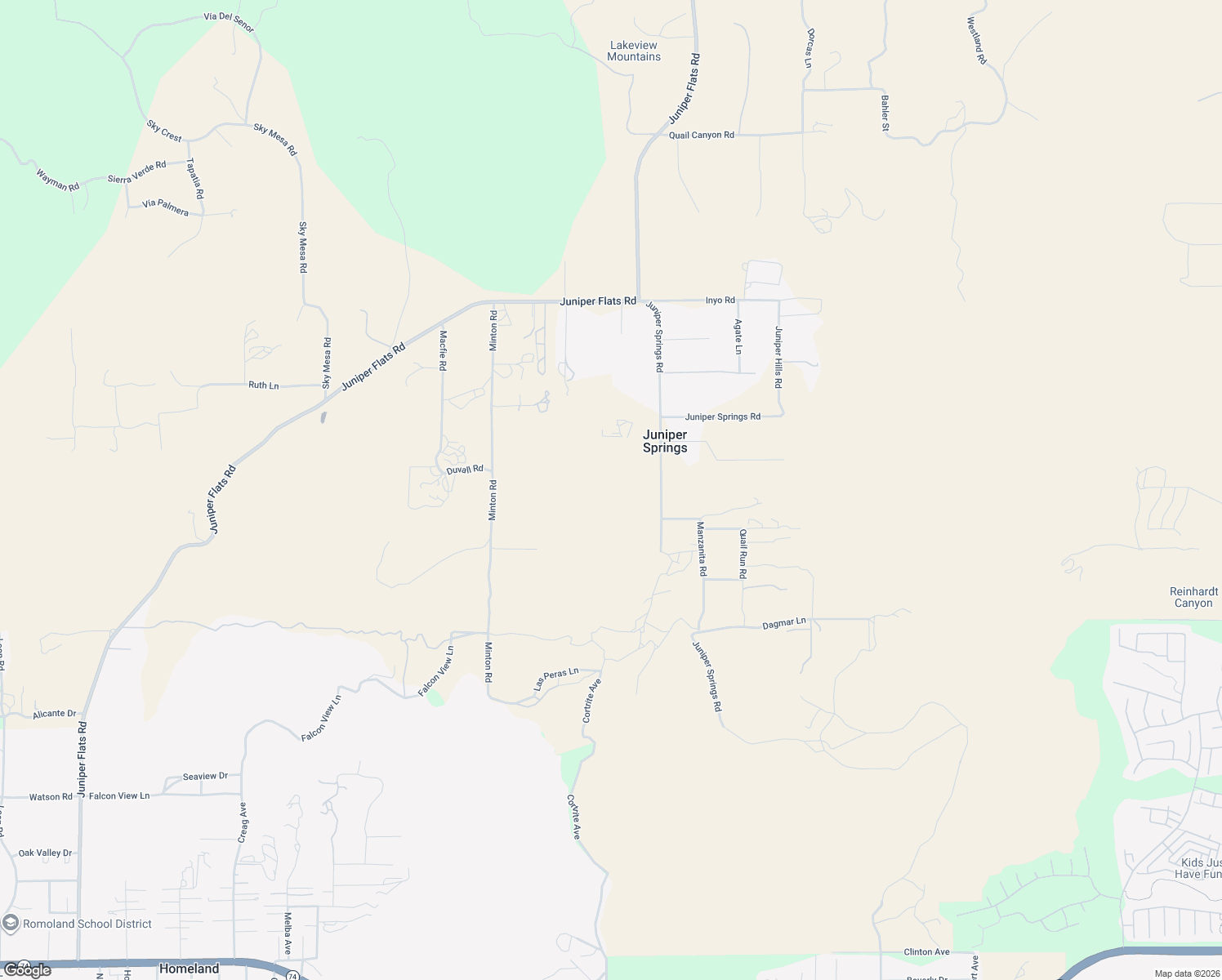 map of restaurants, bars, coffee shops, grocery stores, and more near 24521 Juniper Springs Road in Homeland