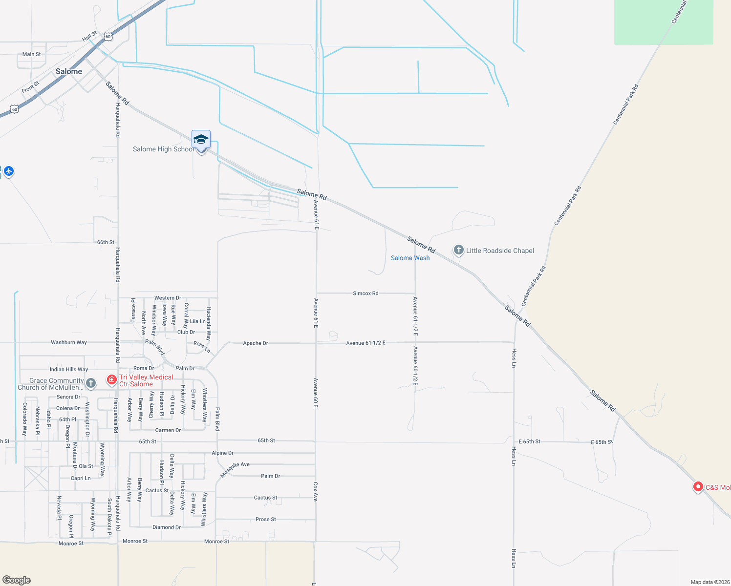 map of restaurants, bars, coffee shops, grocery stores, and more near Simcox Road in Salome