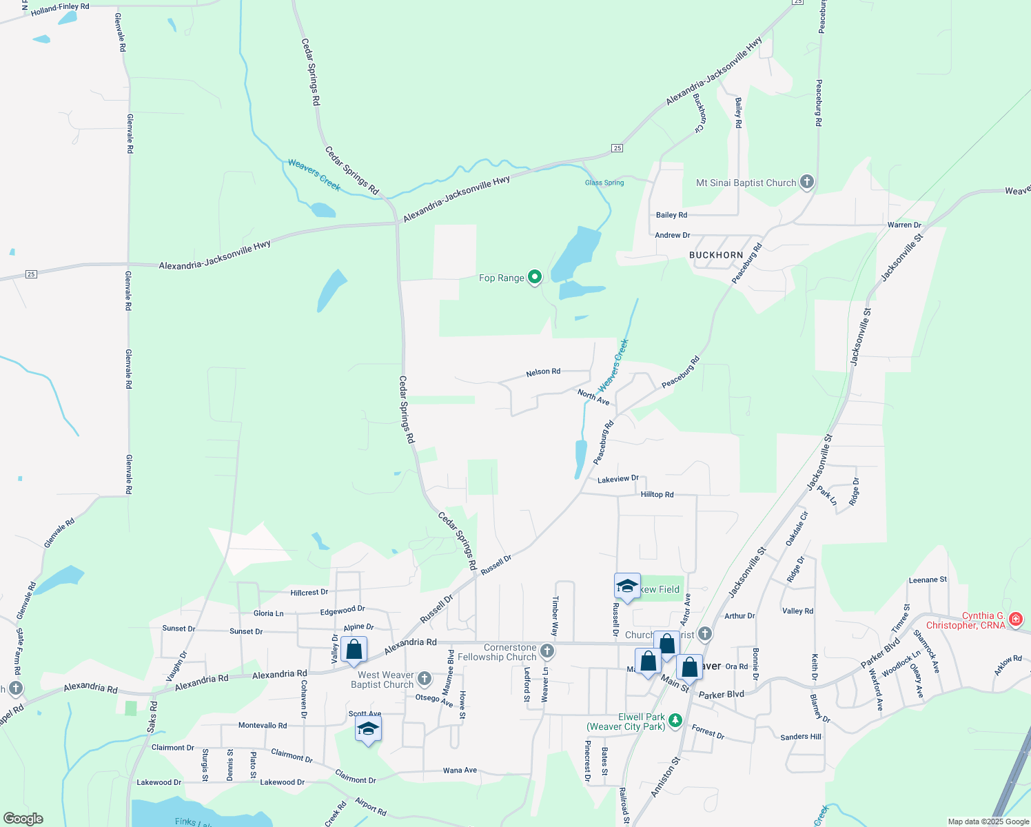 map of restaurants, bars, coffee shops, grocery stores, and more near in Weaver