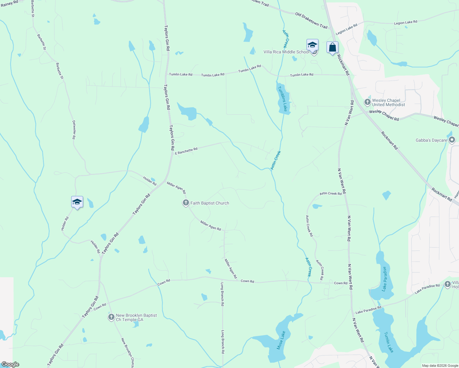 map of restaurants, bars, coffee shops, grocery stores, and more near 190 Greentree Trail in Temple