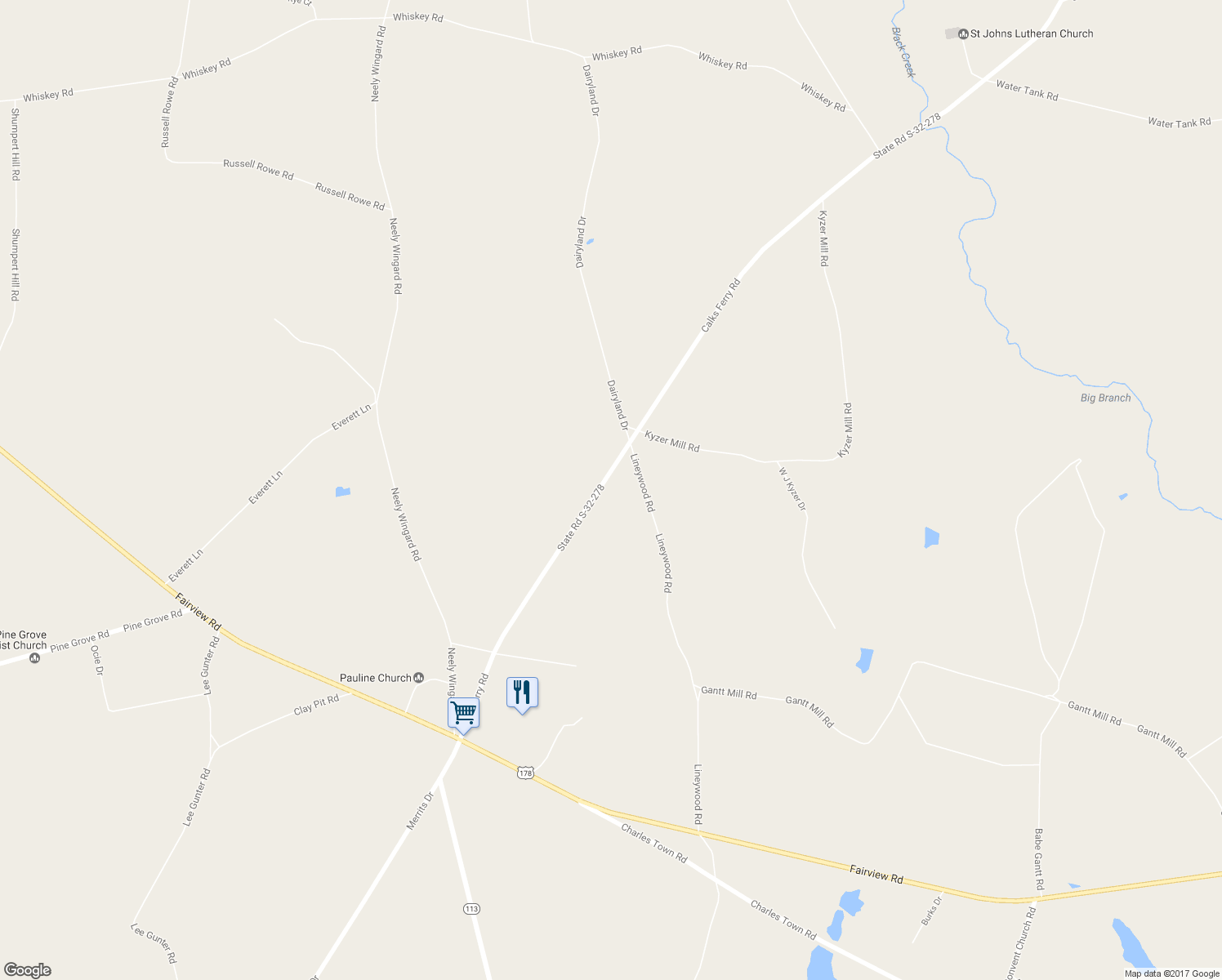 map of restaurants, bars, coffee shops, grocery stores, and more near 4533 Calks Ferry Road in Lexington County