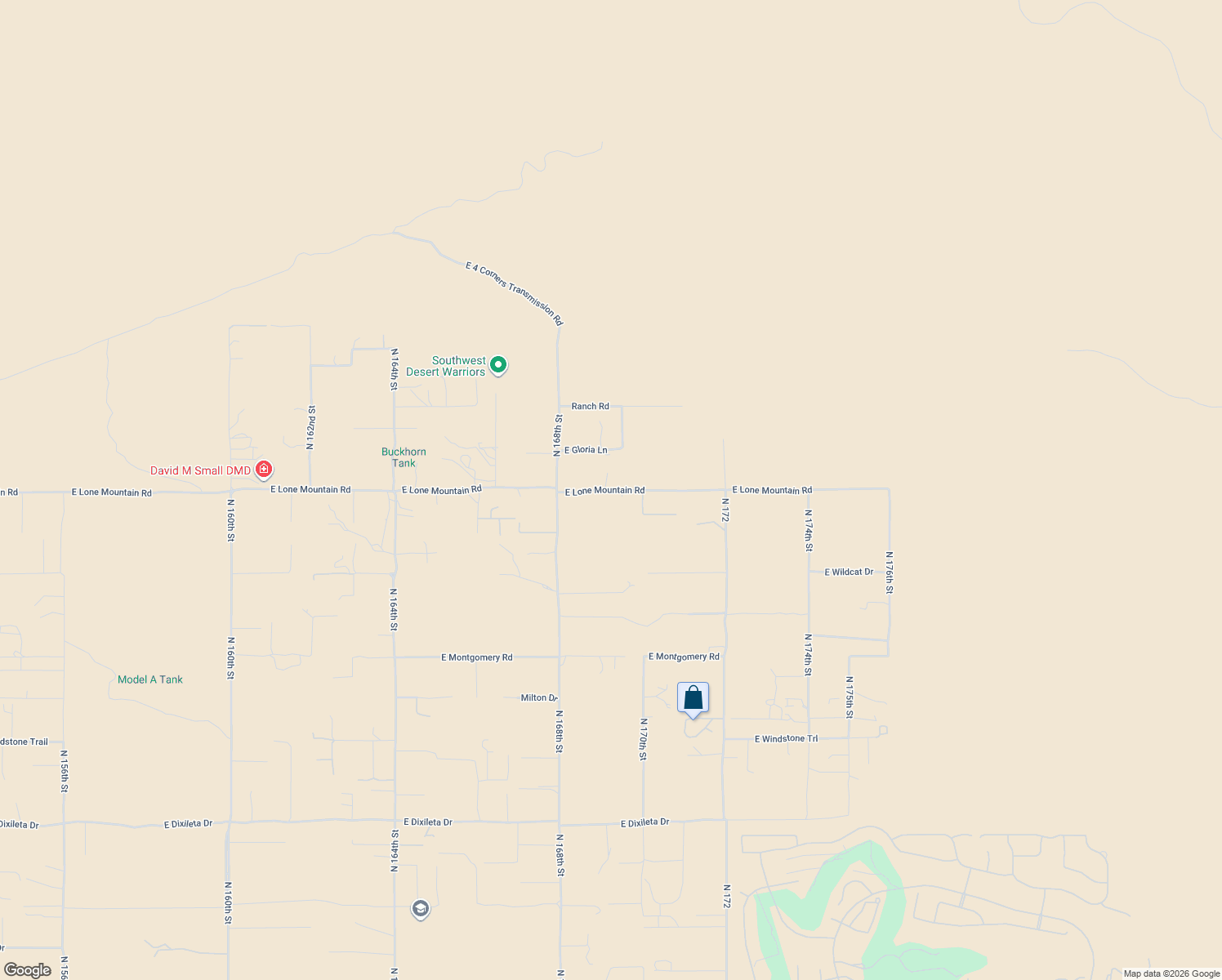 map of restaurants, bars, coffee shops, grocery stores, and more near 17000 East Lone Mountain Road in Rio Verde