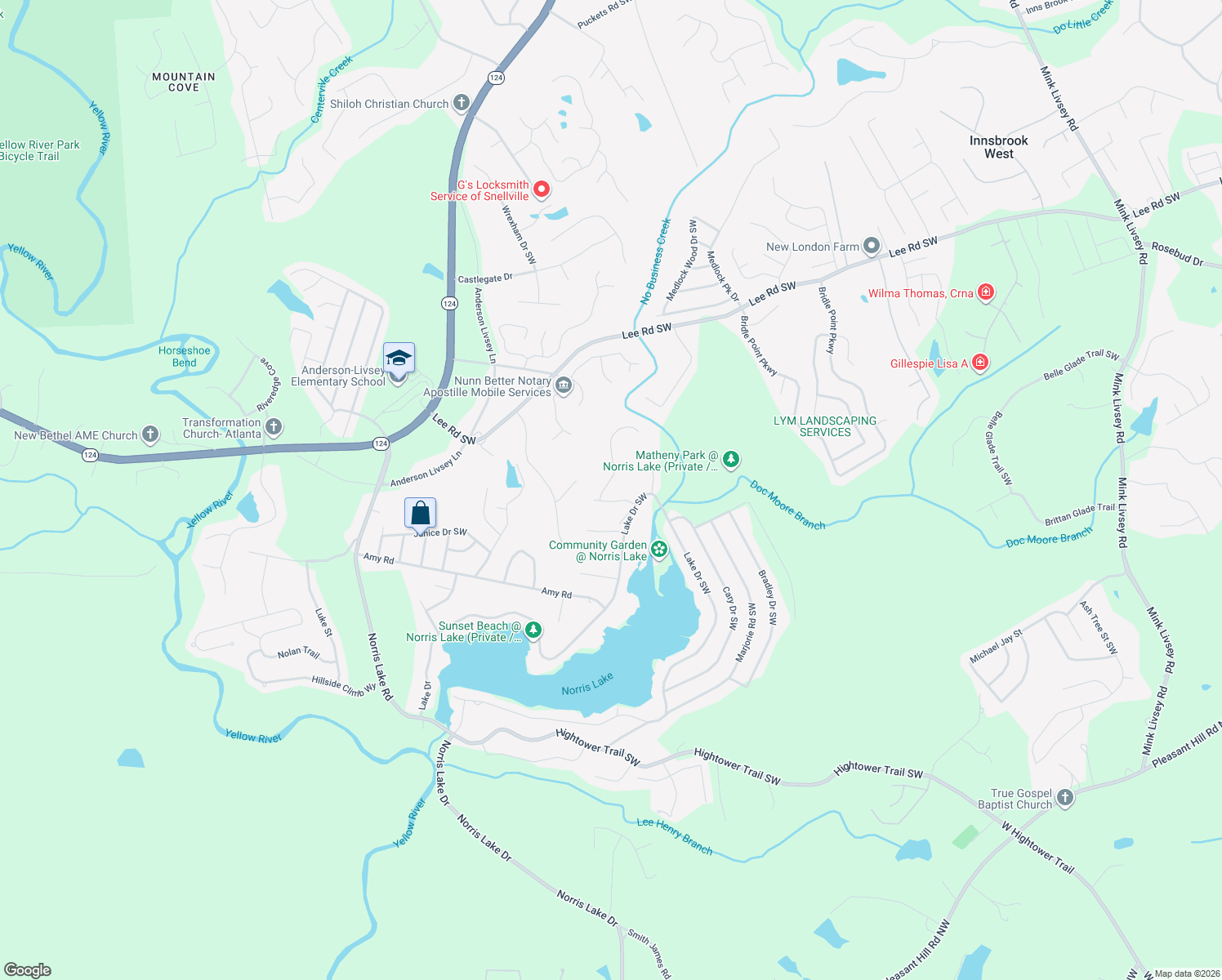 map of restaurants, bars, coffee shops, grocery stores, and more near 4472 Marci Street in Snellville