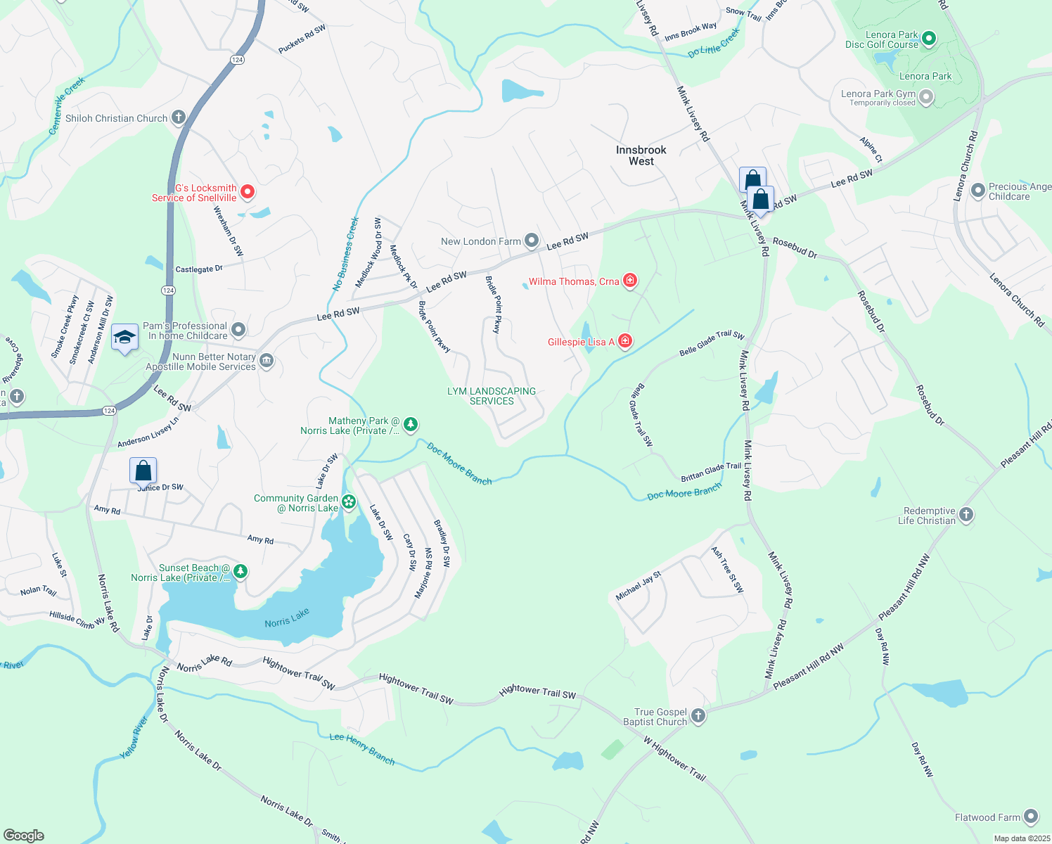 map of restaurants, bars, coffee shops, grocery stores, and more near 4920 Bridle Point Parkway in Snellville