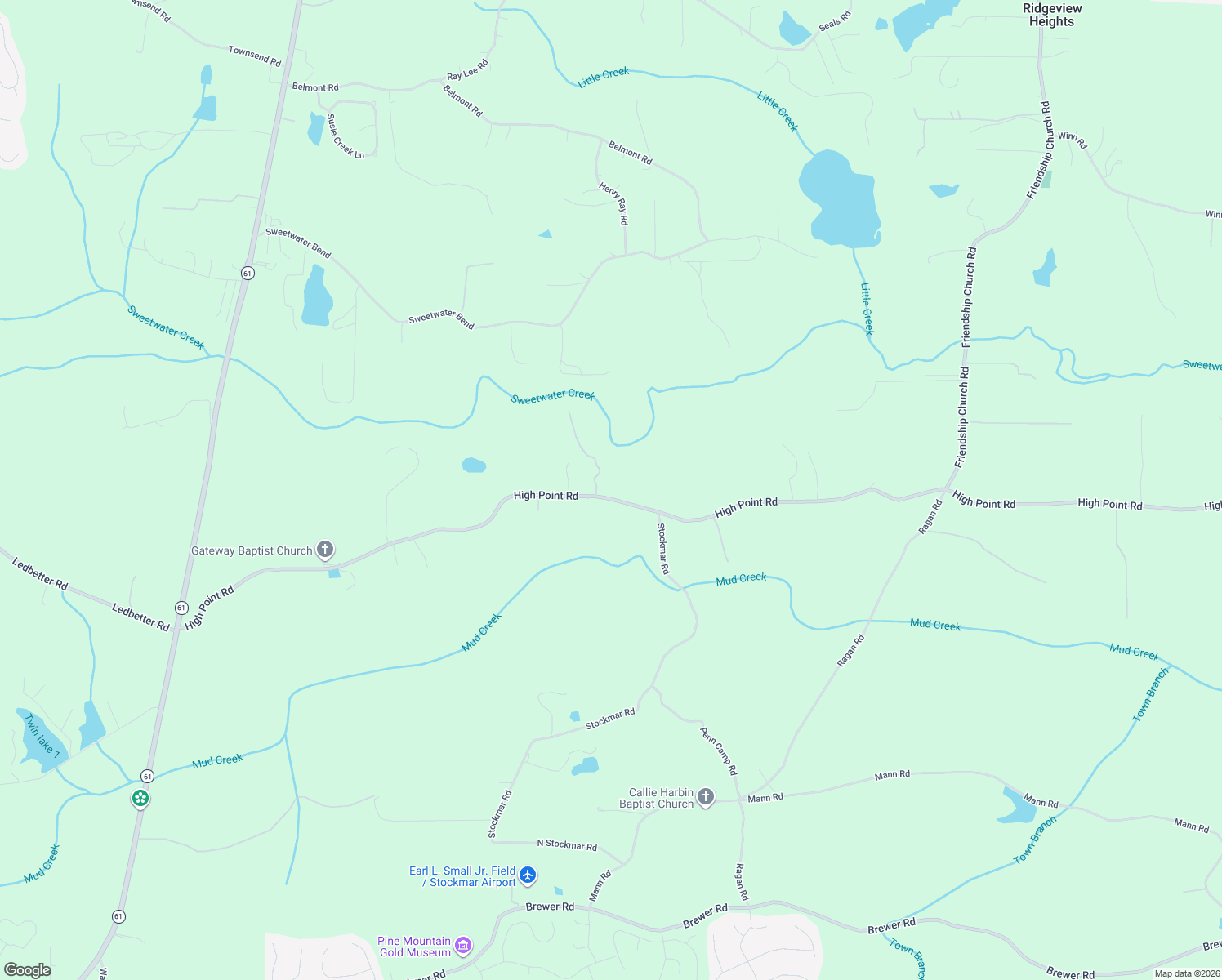 map of restaurants, bars, coffee shops, grocery stores, and more near 9256 High Point Road in Villa Rica