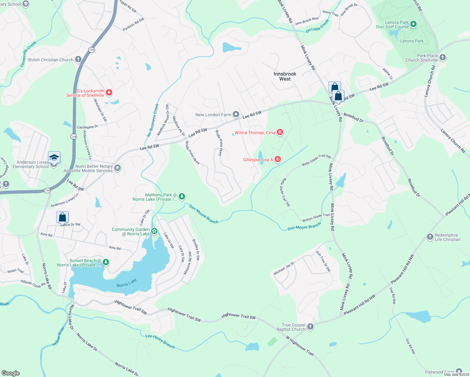map of restaurants, bars, coffee shops, grocery stores, and more near 4920 Bridle Point Parkway in Snellville