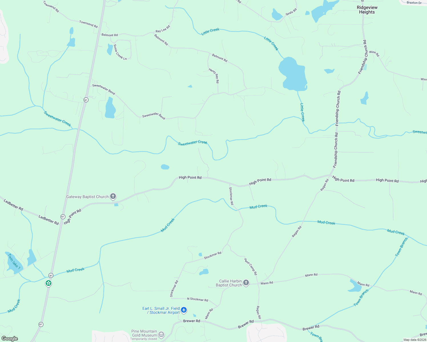 map of restaurants, bars, coffee shops, grocery stores, and more near 9256 High Point Road in Villa Rica