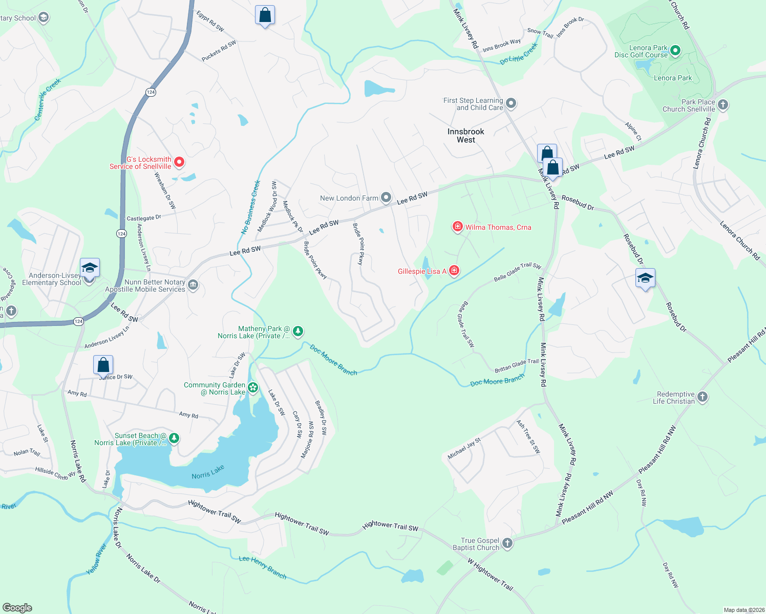 map of restaurants, bars, coffee shops, grocery stores, and more near 5070 Bridle Point Parkway in Snellville