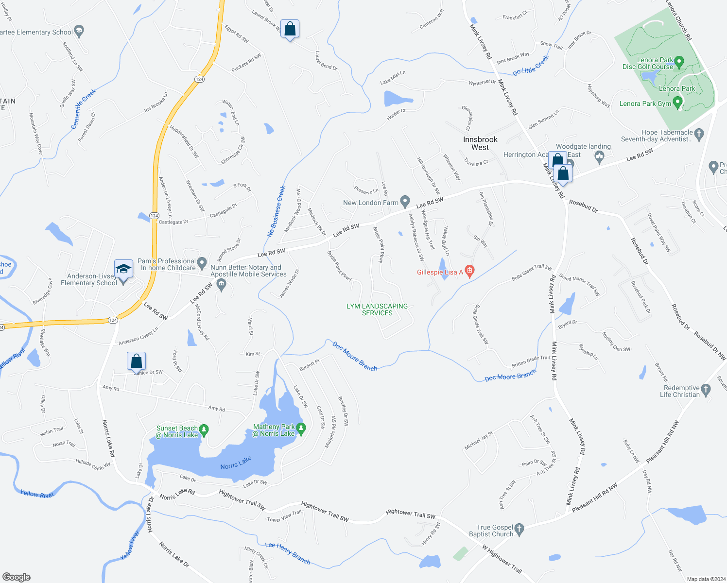 map of restaurants, bars, coffee shops, grocery stores, and more near 4550 Bridle Point Parkway in Snellville