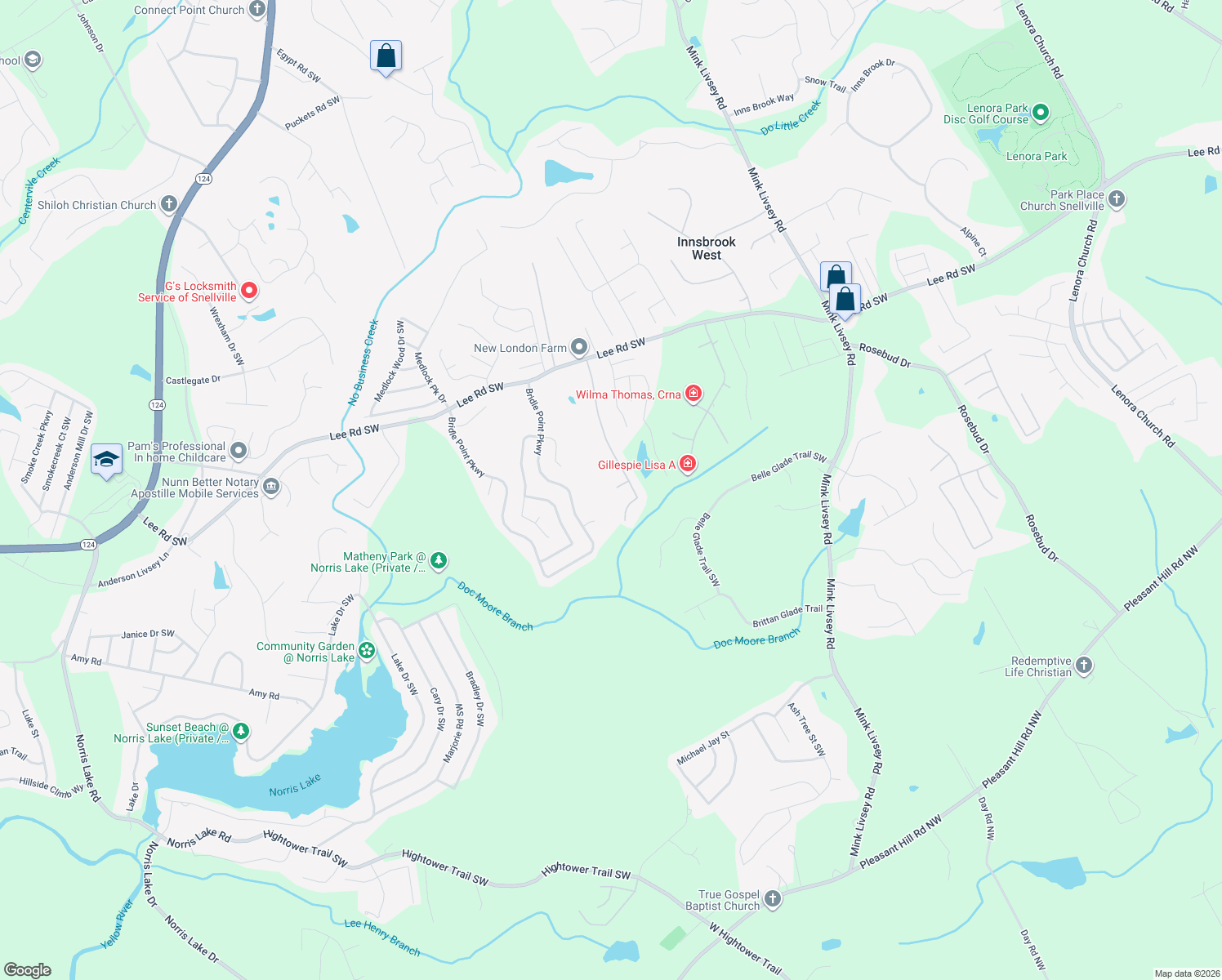 map of restaurants, bars, coffee shops, grocery stores, and more near 4260 Roxy Court in Snellville