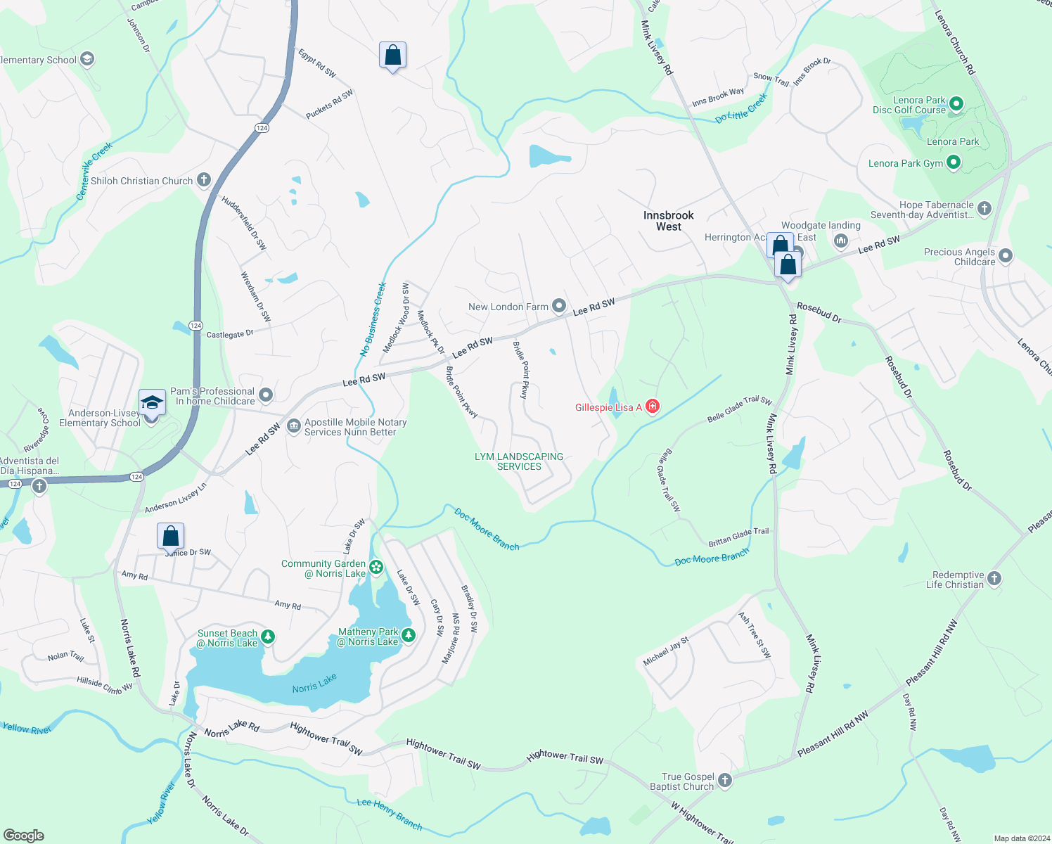 map of restaurants, bars, coffee shops, grocery stores, and more near 5220 Bridle Point Parkway in Snellville