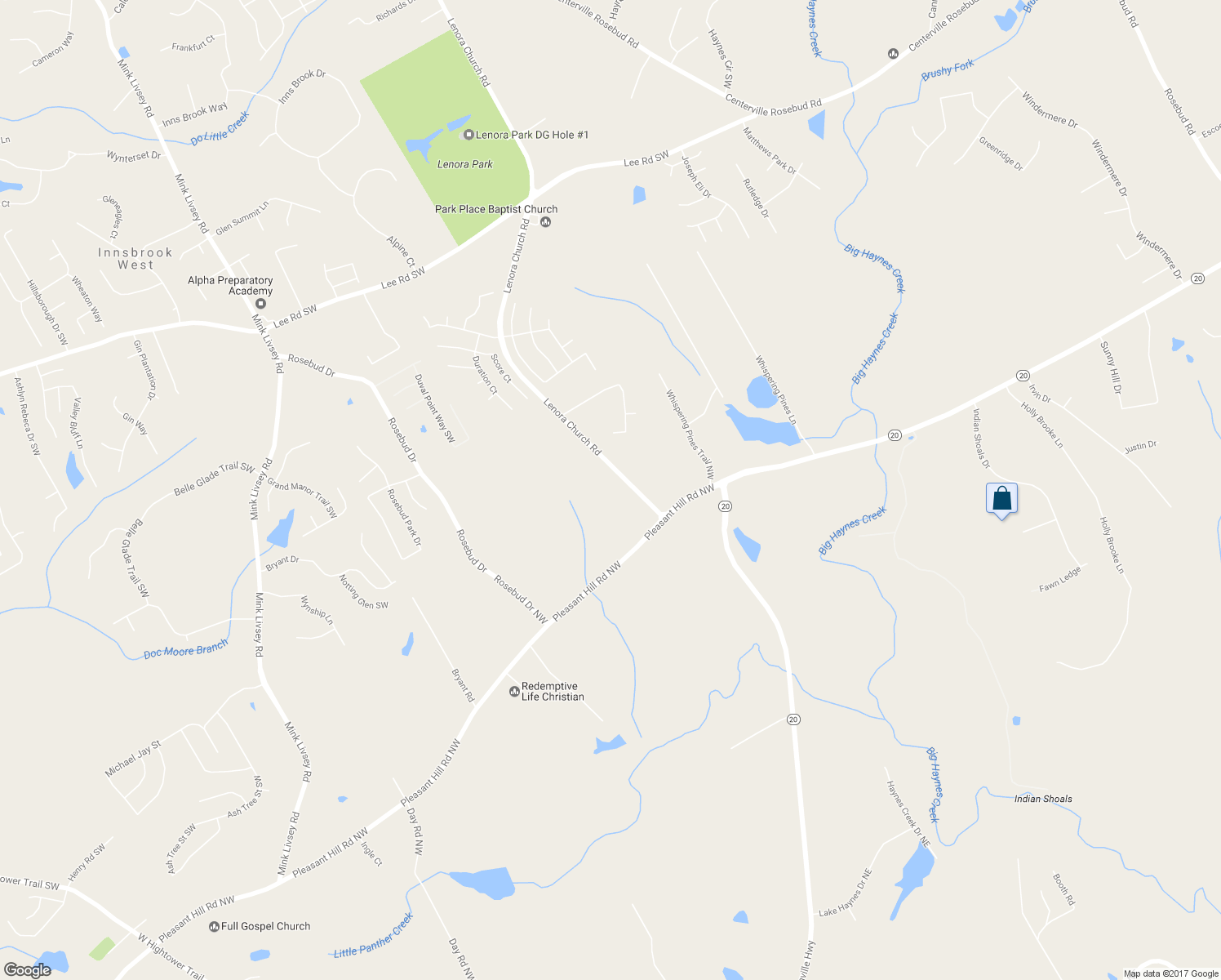 map of restaurants, bars, coffee shops, grocery stores, and more near 4810 Lenora Church Road in Snellville