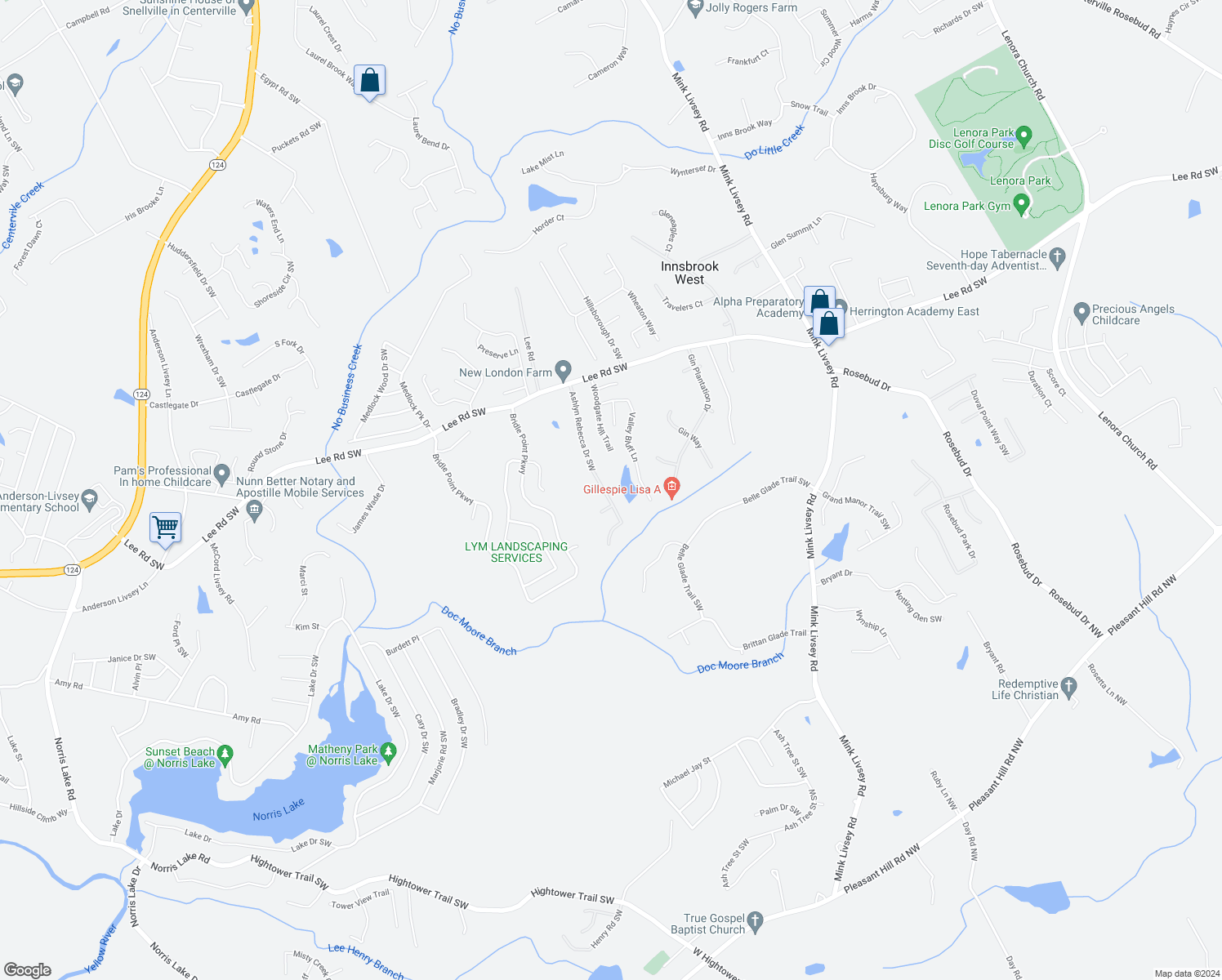 map of restaurants, bars, coffee shops, grocery stores, and more near 4538 Ashlyn Rebecca Drive Southwest in Snellville