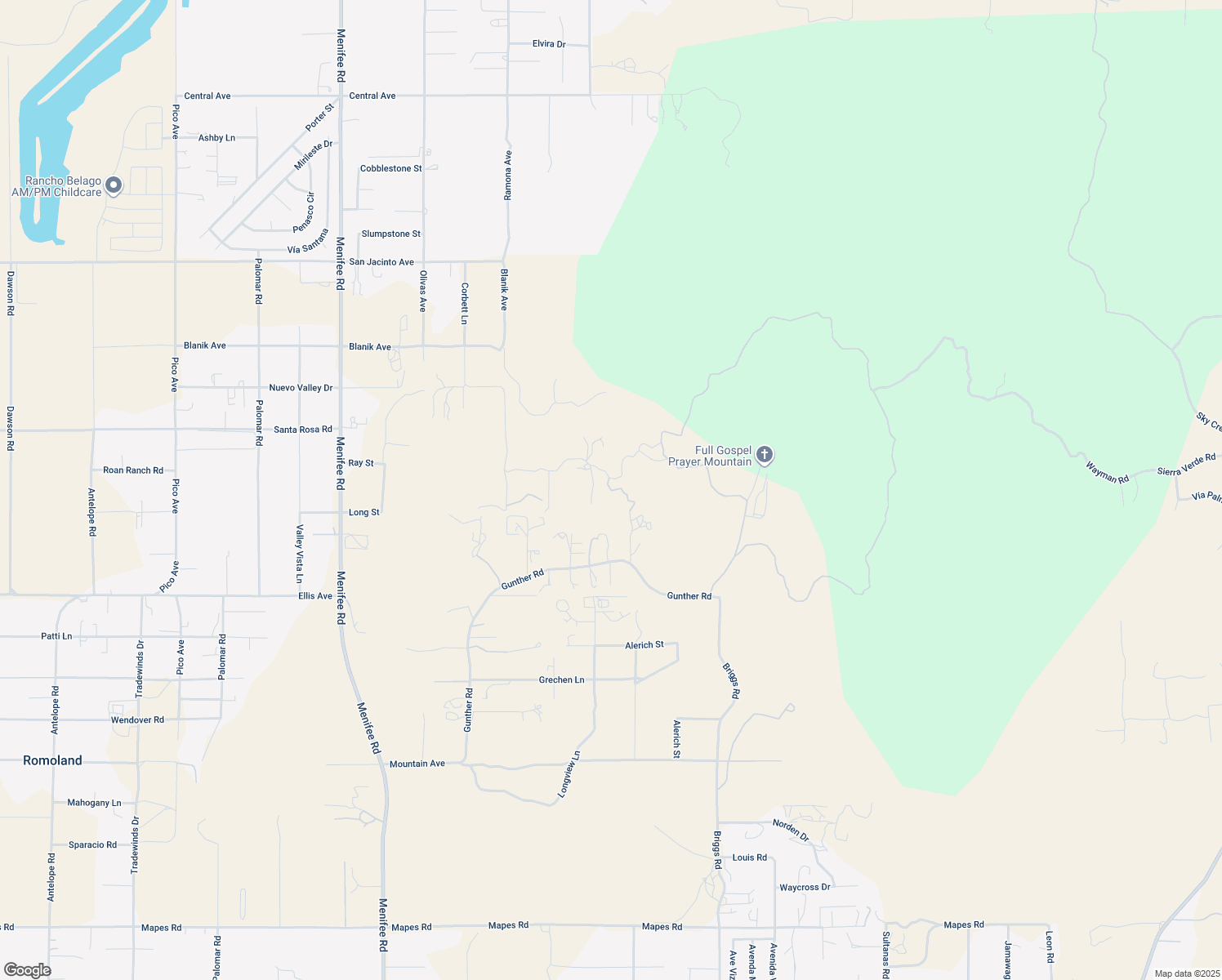 map of restaurants, bars, coffee shops, grocery stores, and more near Nogues Road in Nuevo