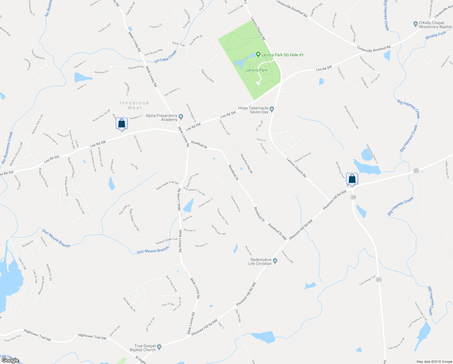 map of restaurants, bars, coffee shops, grocery stores, and more near 4087 Rosebud Park Drive in Snellville