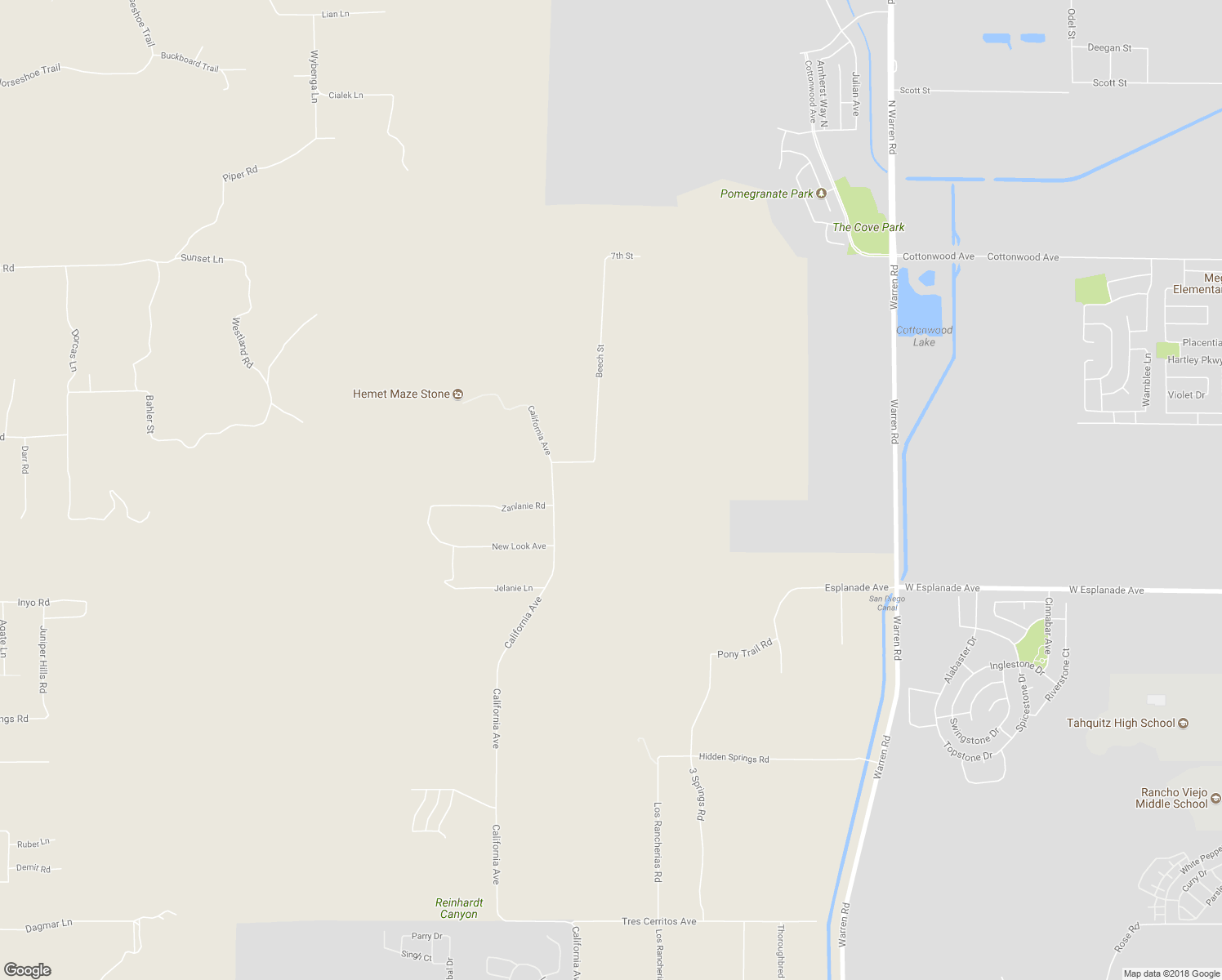 map of restaurants, bars, coffee shops, grocery stores, and more near 23592 Beech Street in Hemet