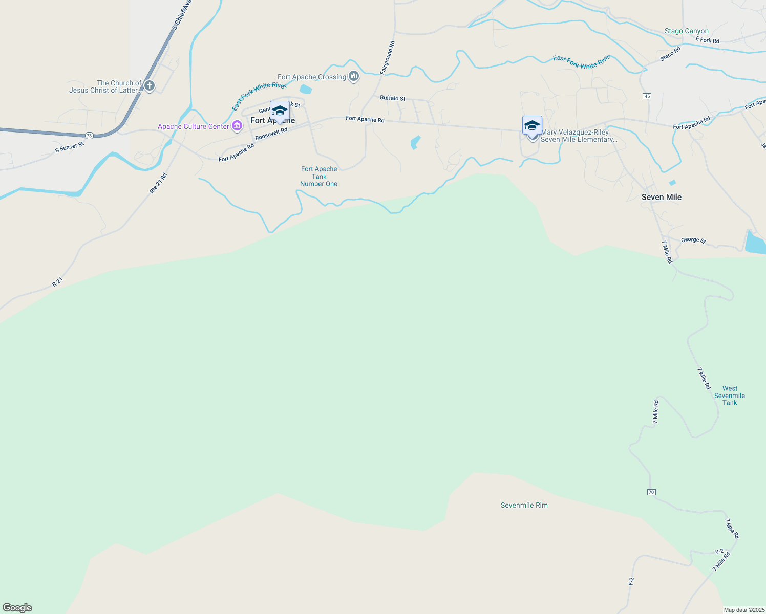 map of restaurants, bars, coffee shops, grocery stores, and more near in Fort Apache