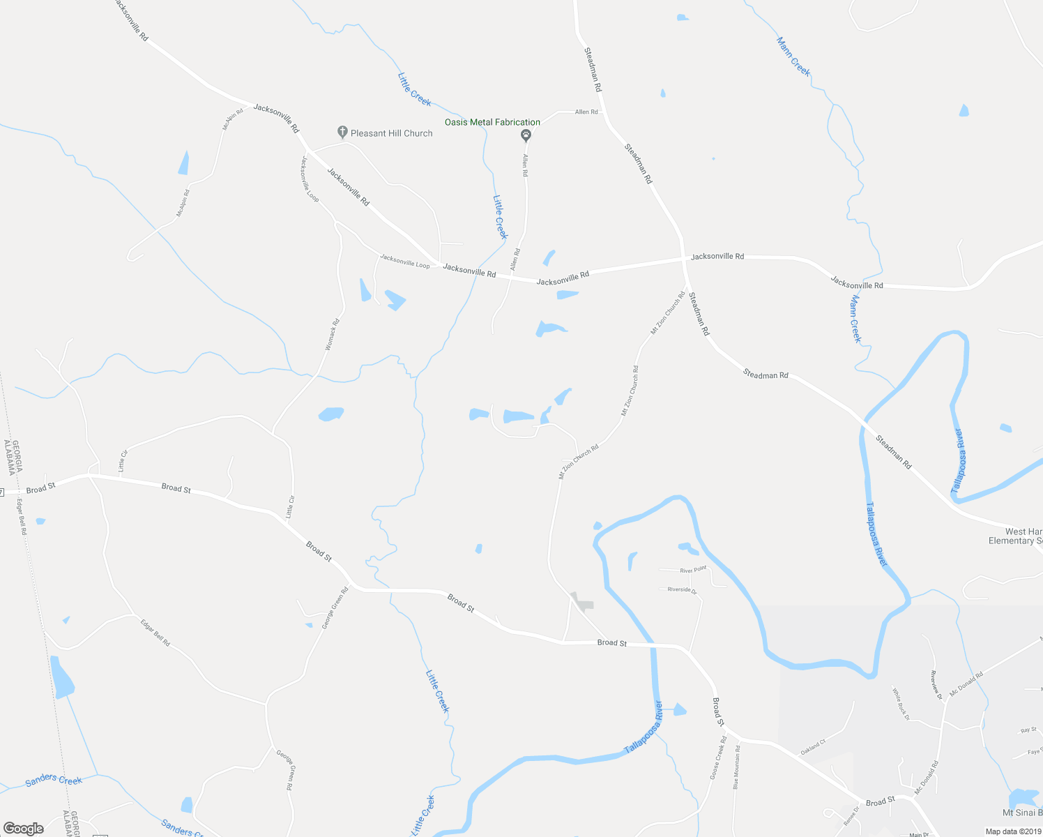 map of restaurants, bars, coffee shops, grocery stores, and more near 398 Mount Zion Church Road in Tallapoosa