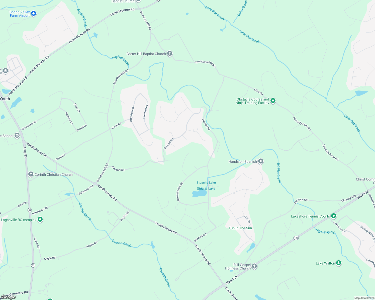 map of restaurants, bars, coffee shops, grocery stores, and more near 1360 Stewart Lake Court in Monroe