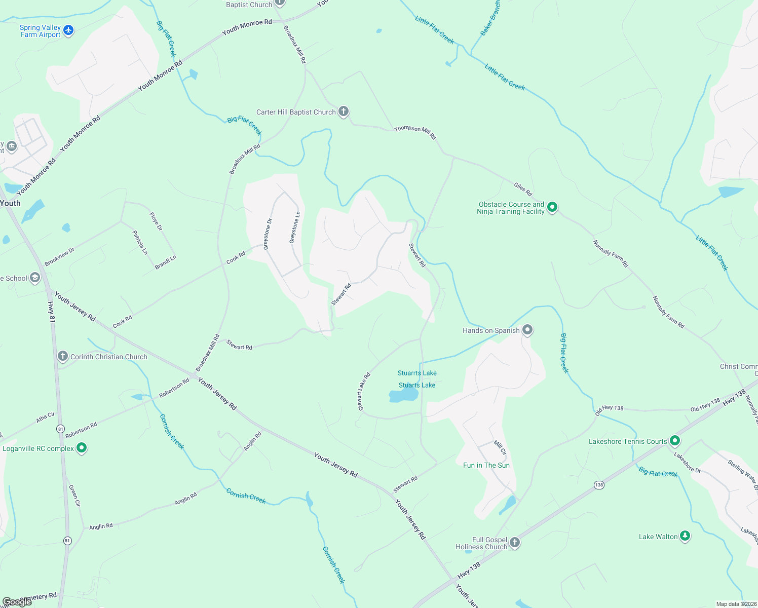 map of restaurants, bars, coffee shops, grocery stores, and more near 1360 Stewart Lake Court in Monroe