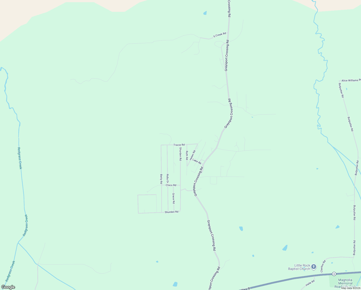 map of restaurants, bars, coffee shops, grocery stores, and more near Tracie Road in Grenada County
