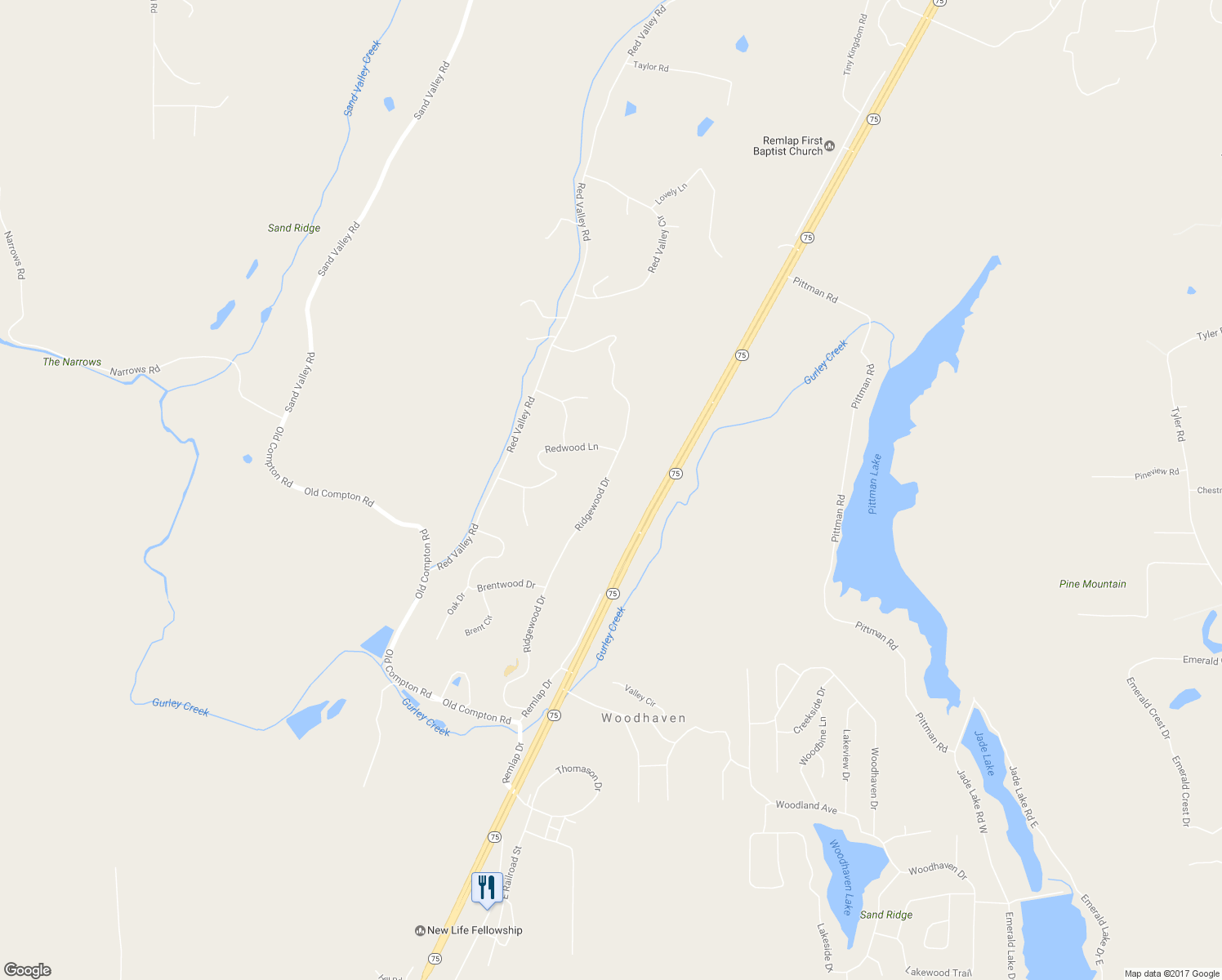 map of restaurants, bars, coffee shops, grocery stores, and more near 840 Ridgewood Drive in Remlap