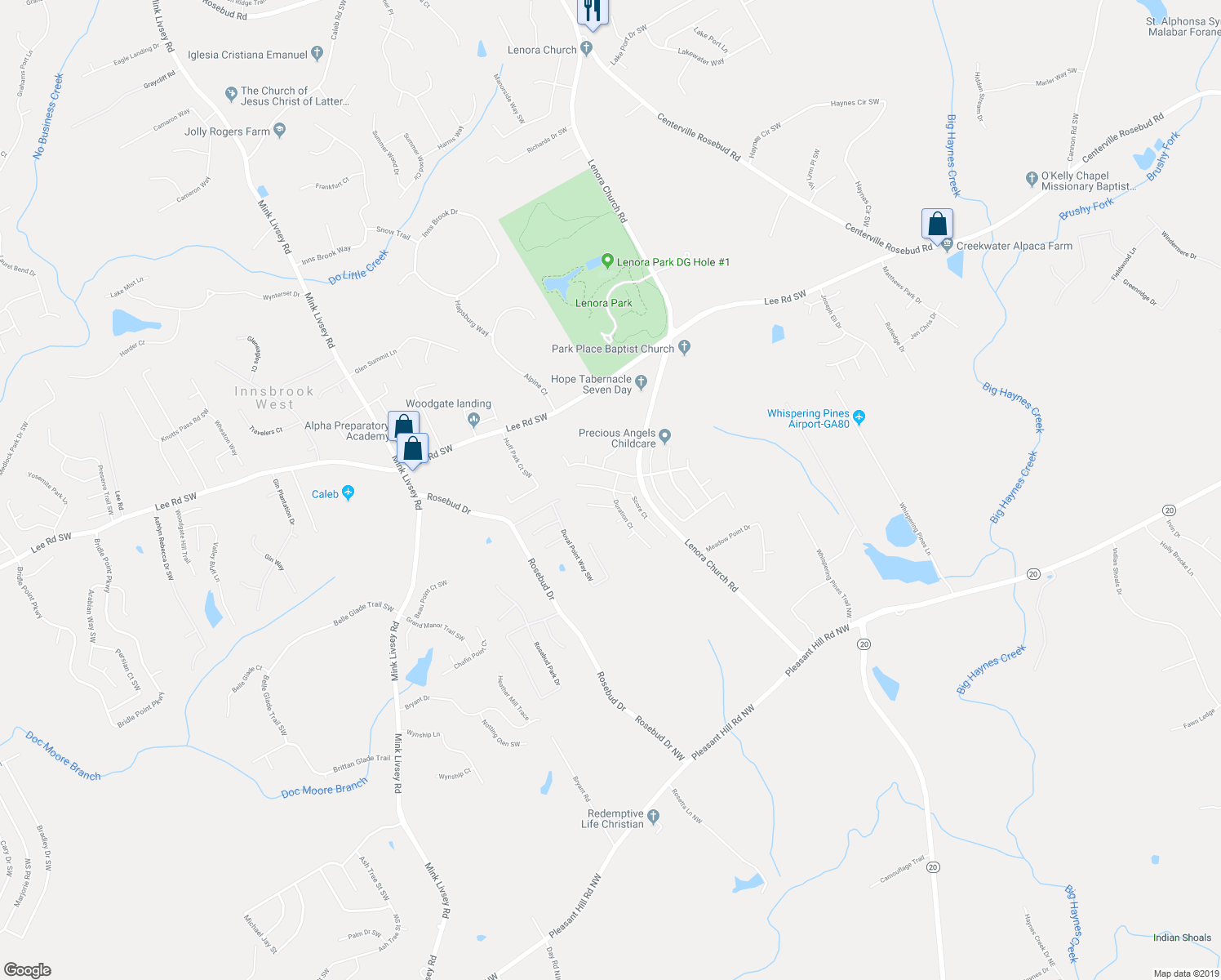 map of restaurants, bars, coffee shops, grocery stores, and more near 4578 Score Court in Snellville