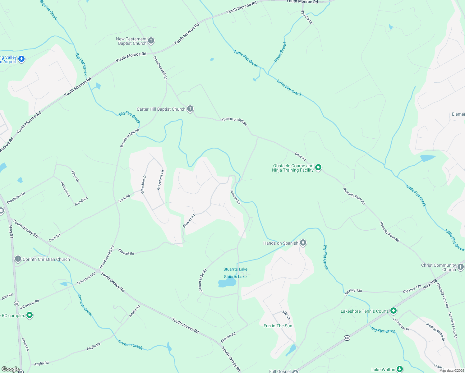 map of restaurants, bars, coffee shops, grocery stores, and more near 3170 Stewart Rd in Monroe