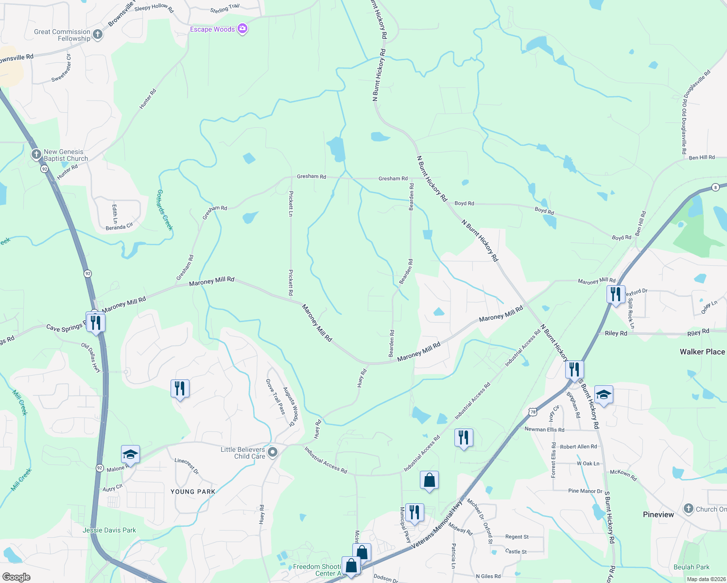 map of restaurants, bars, coffee shops, grocery stores, and more near 4891 Crinklepoint Ct in Douglasville