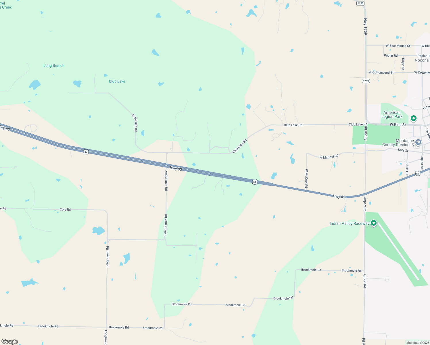 map of restaurants, bars, coffee shops, grocery stores, and more near 2806 U.S. 82 in Nocona