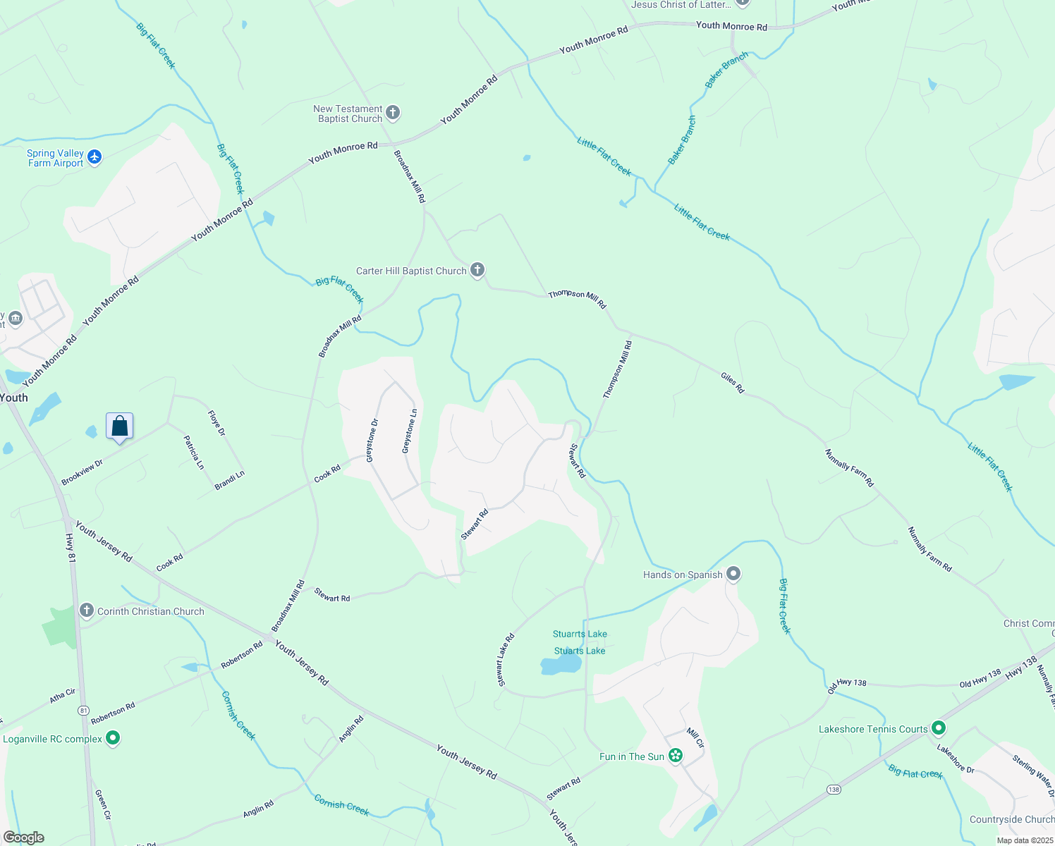 map of restaurants, bars, coffee shops, grocery stores, and more near 1553 Riveredge Lane in Monroe