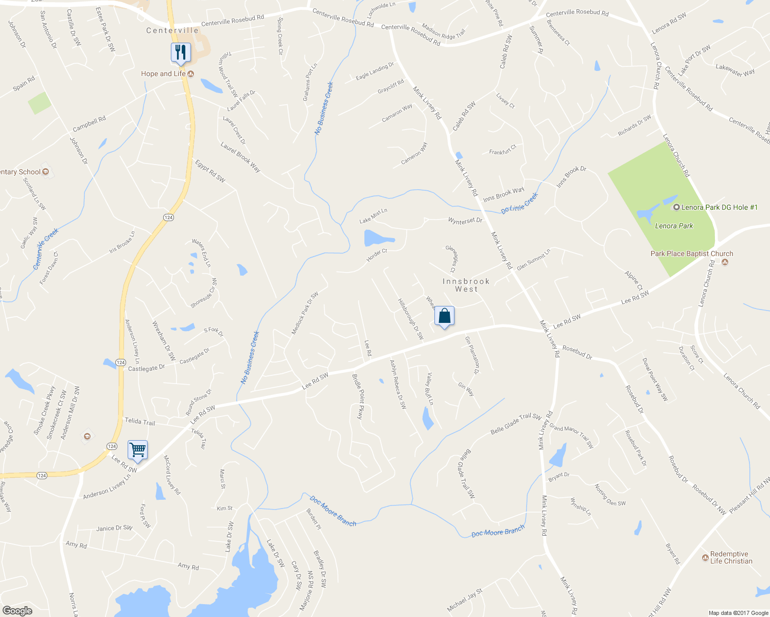 map of restaurants, bars, coffee shops, grocery stores, and more near 3910 Knotts Pass Road Southwest in Snellville