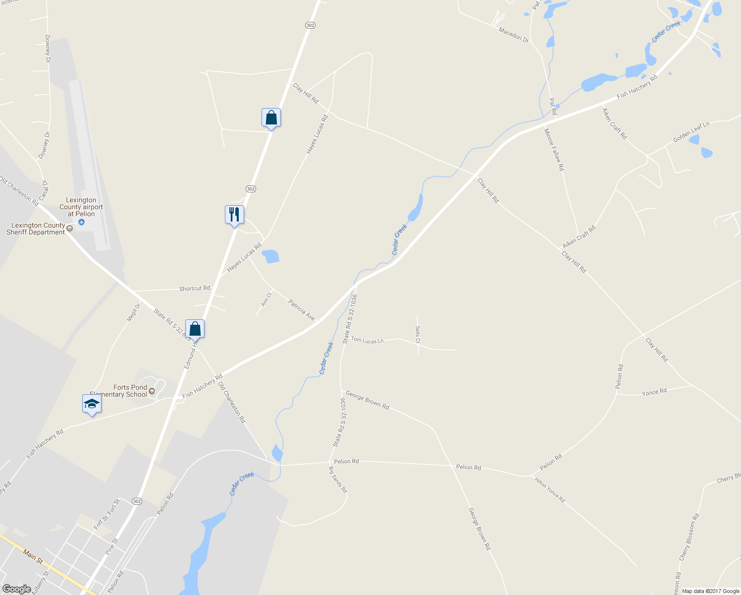 map of restaurants, bars, coffee shops, grocery stores, and more near 103 State Road S-32-1036 in Pelion