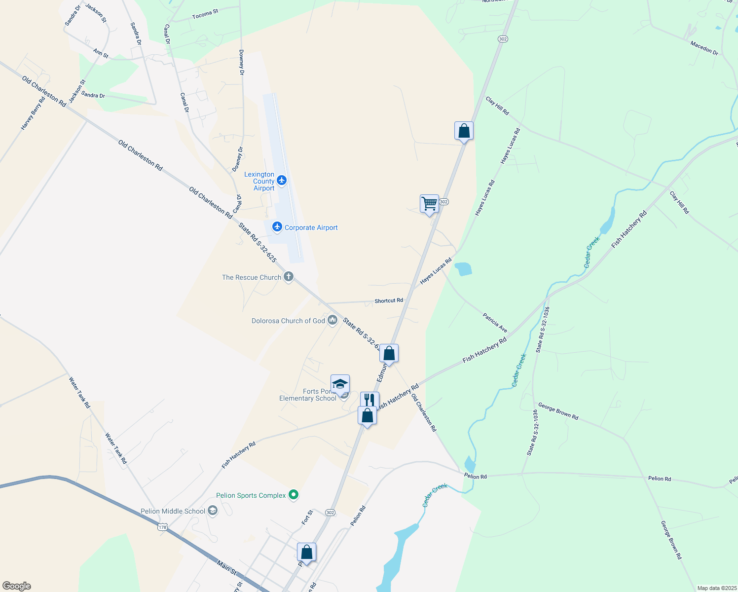 map of restaurants, bars, coffee shops, grocery stores, and more near 146 Shortcut Road in Pelion