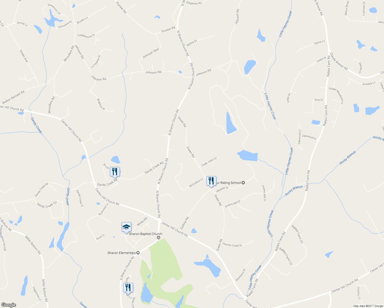 map of restaurants, bars, coffee shops, grocery stores, and more near 2885 Green Road in Loganville