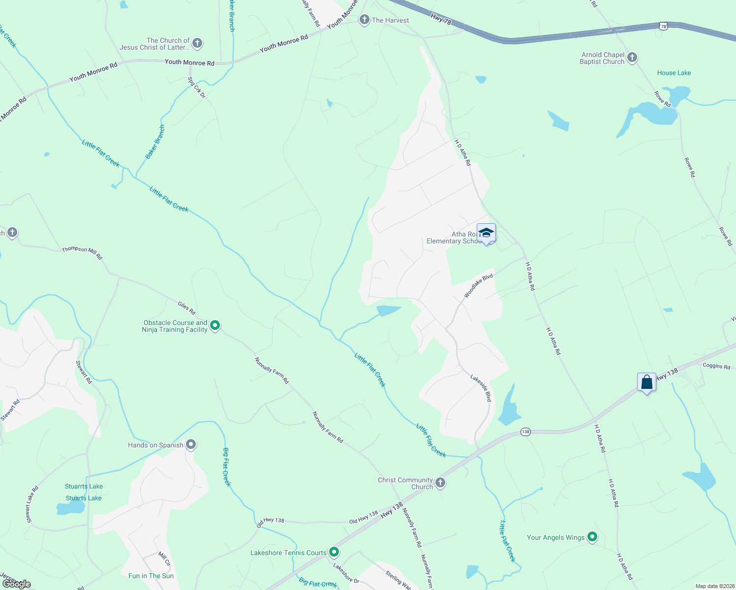 map of restaurants, bars, coffee shops, grocery stores, and more near 3395 Timberland Road in Monroe