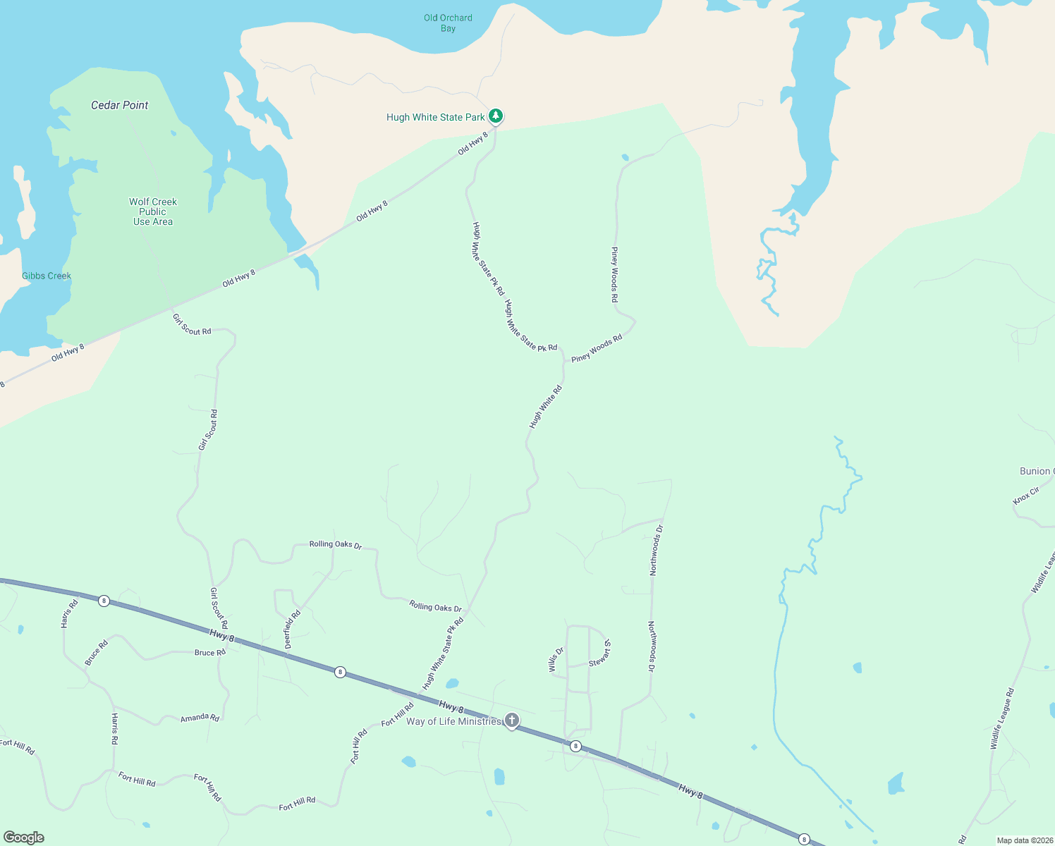 map of restaurants, bars, coffee shops, grocery stores, and more near Hugh White Road in Grenada