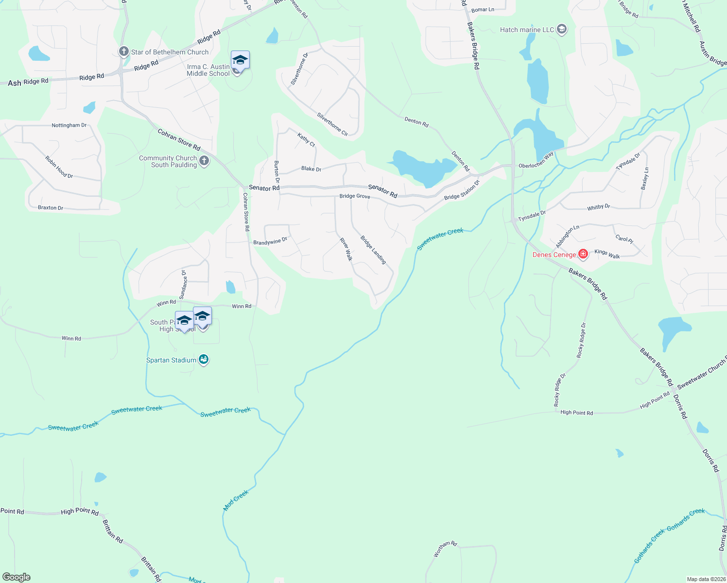 map of restaurants, bars, coffee shops, grocery stores, and more near 562 River Walk in Douglasville