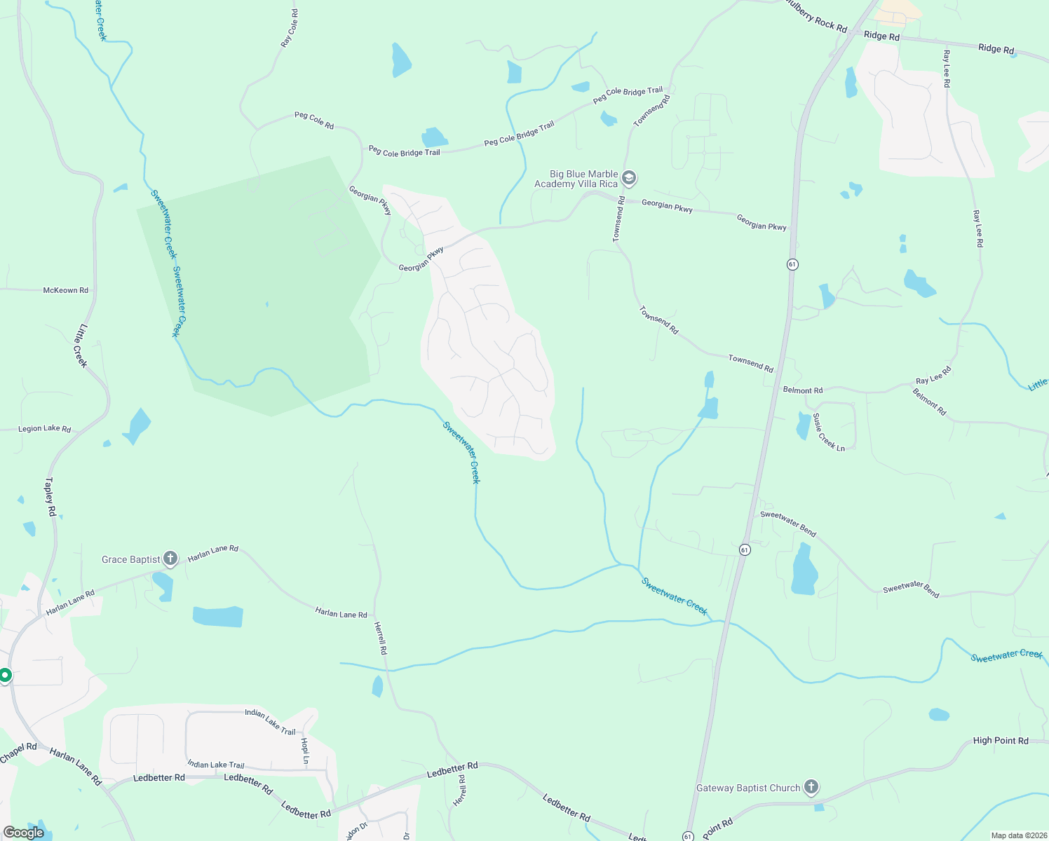 map of restaurants, bars, coffee shops, grocery stores, and more near 24 Montgomery Ln in Villa Rica