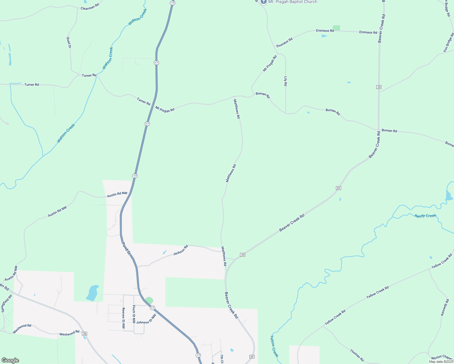 map of restaurants, bars, coffee shops, grocery stores, and more near Matthews Road in Lamar County