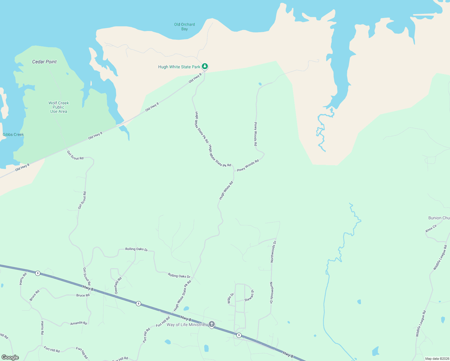 map of restaurants, bars, coffee shops, grocery stores, and more near 1438 Hugh White State Park Road in Grenada