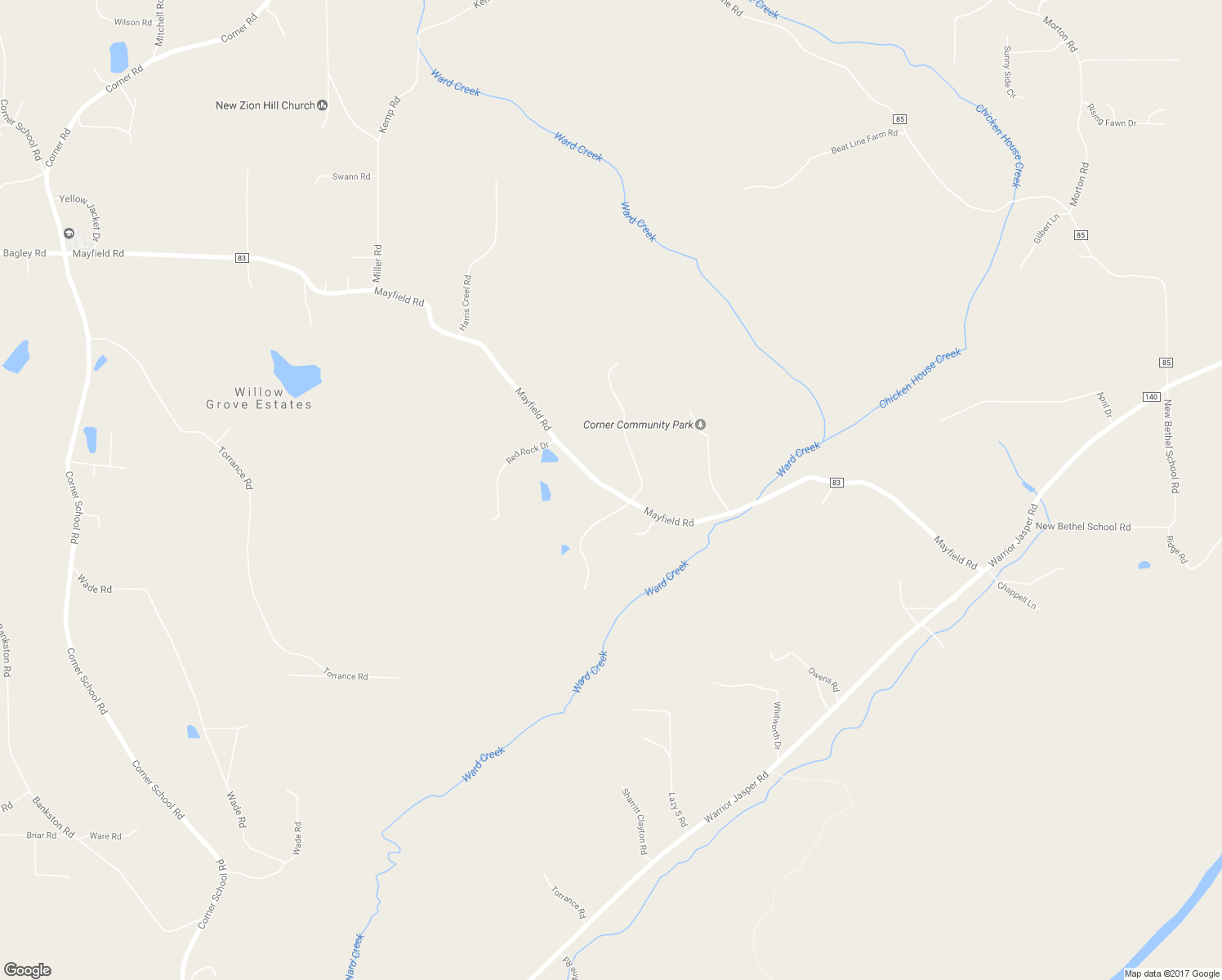 map of restaurants, bars, coffee shops, grocery stores, and more near 2281 Mayfield Road in Warrior