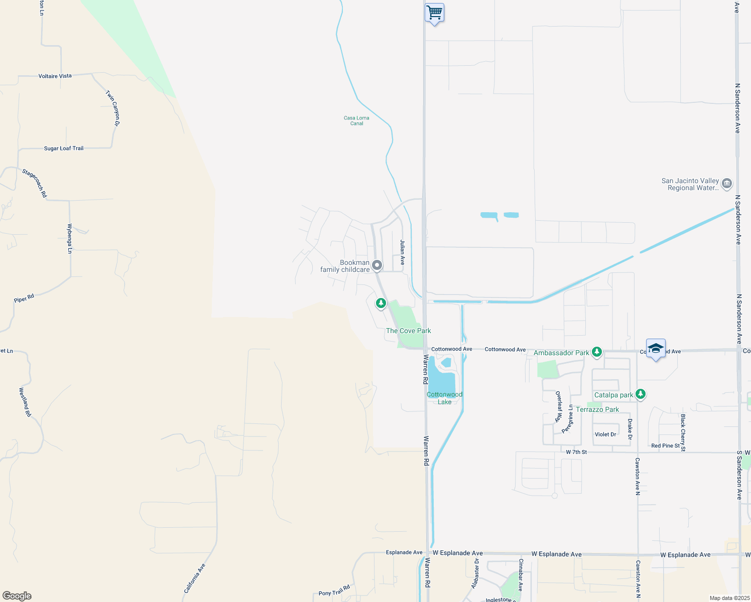 map of restaurants, bars, coffee shops, grocery stores, and more near 312 Pomegranate Street in San Jacinto