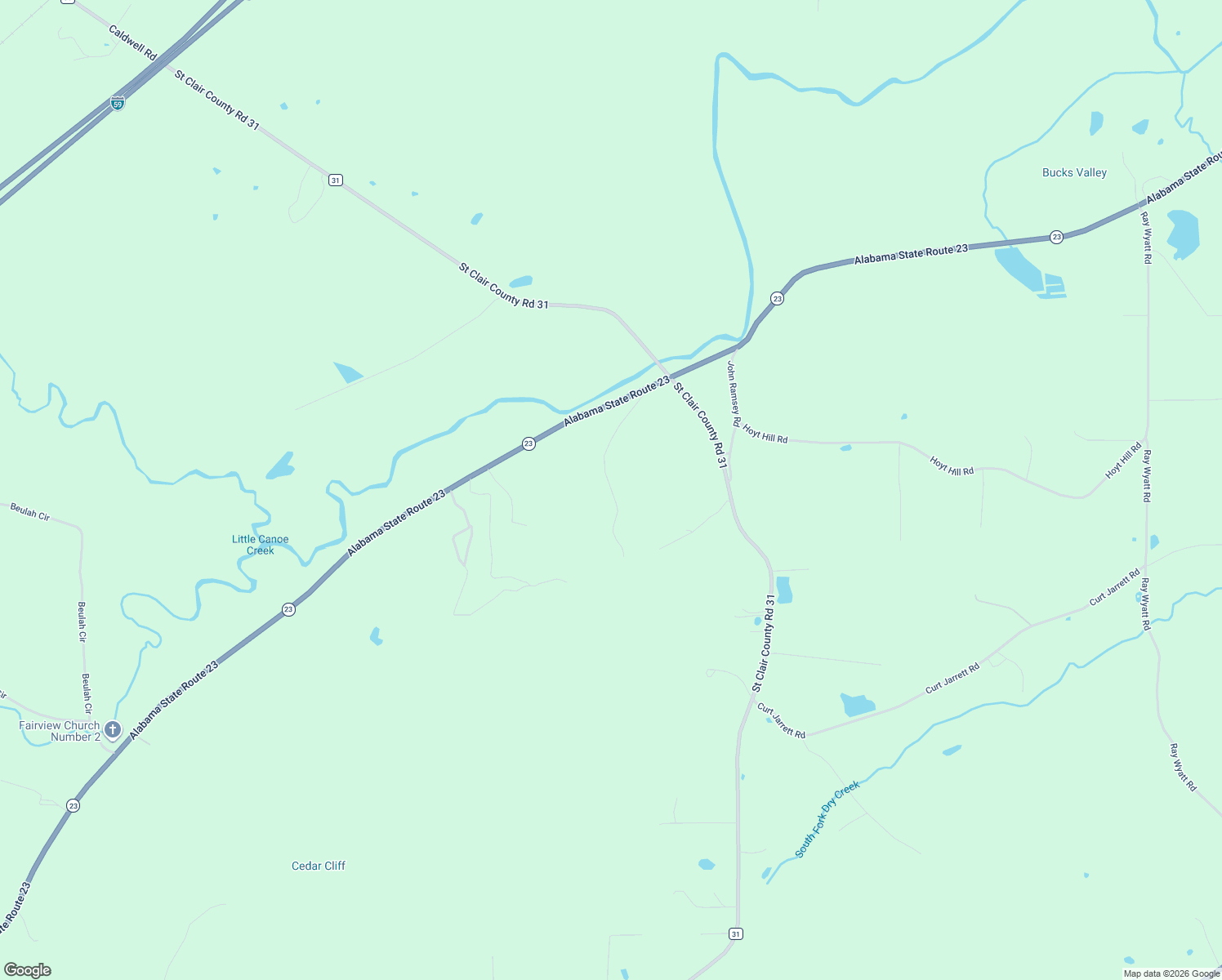 map of restaurants, bars, coffee shops, grocery stores, and more near 11520 US Highway 411 in Springville