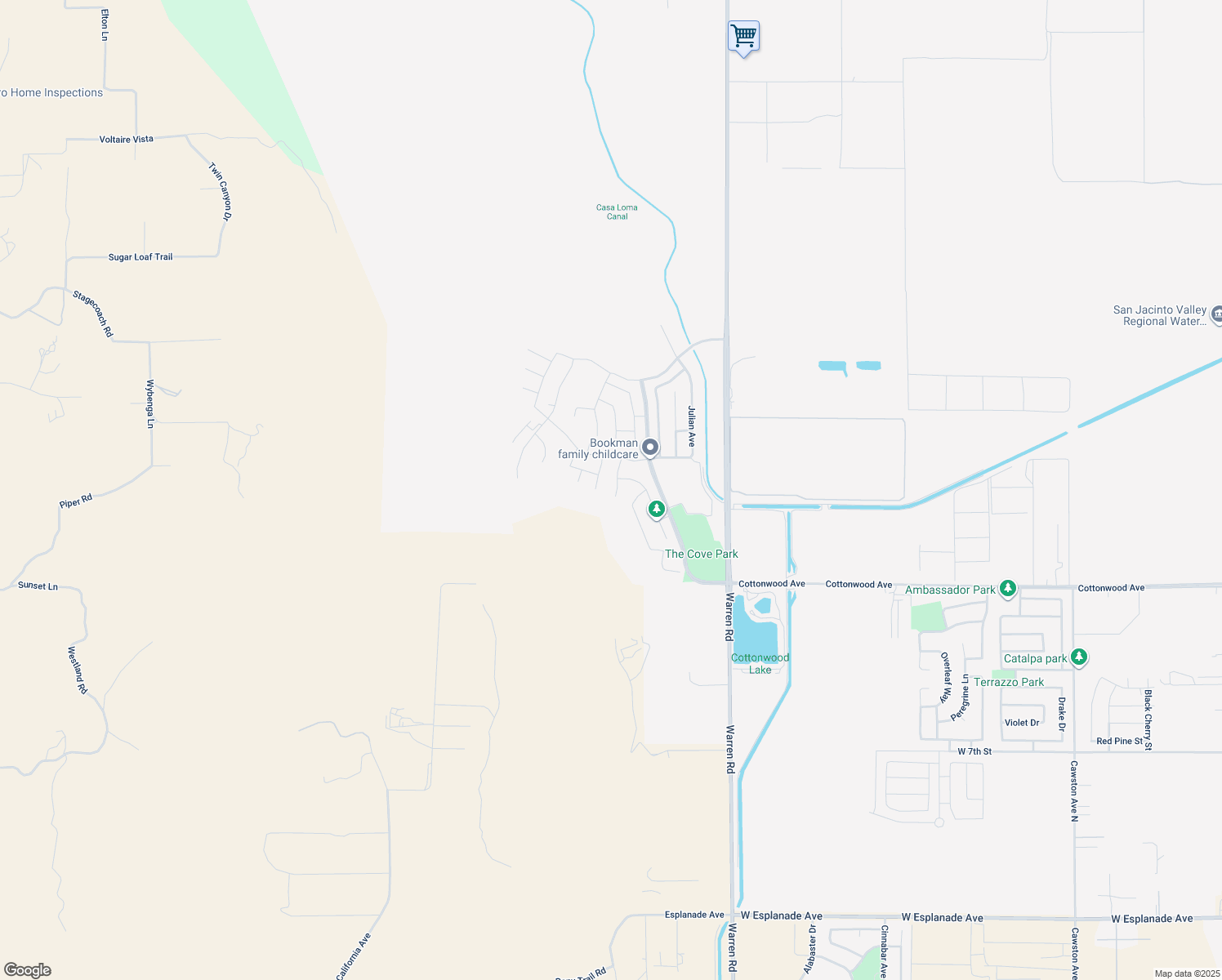 map of restaurants, bars, coffee shops, grocery stores, and more near 346 Valencia Court in San Jacinto