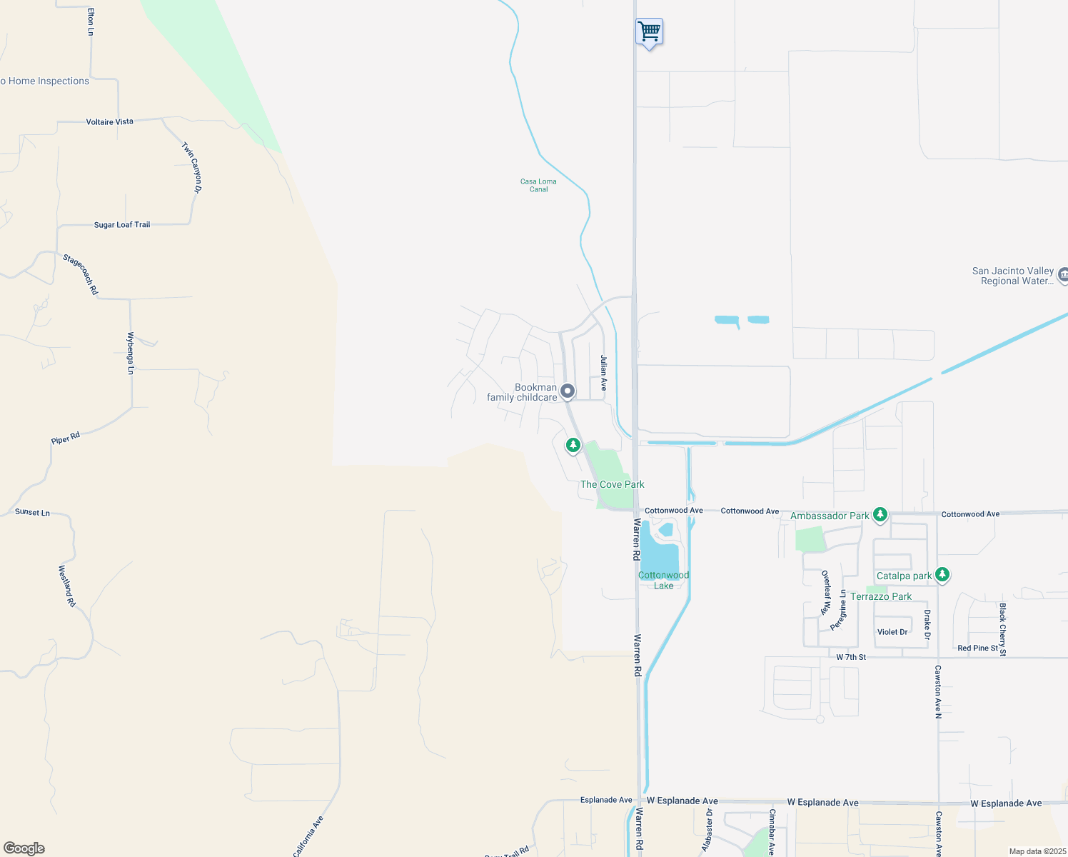 map of restaurants, bars, coffee shops, grocery stores, and more near 346 Valencia Court in San Jacinto
