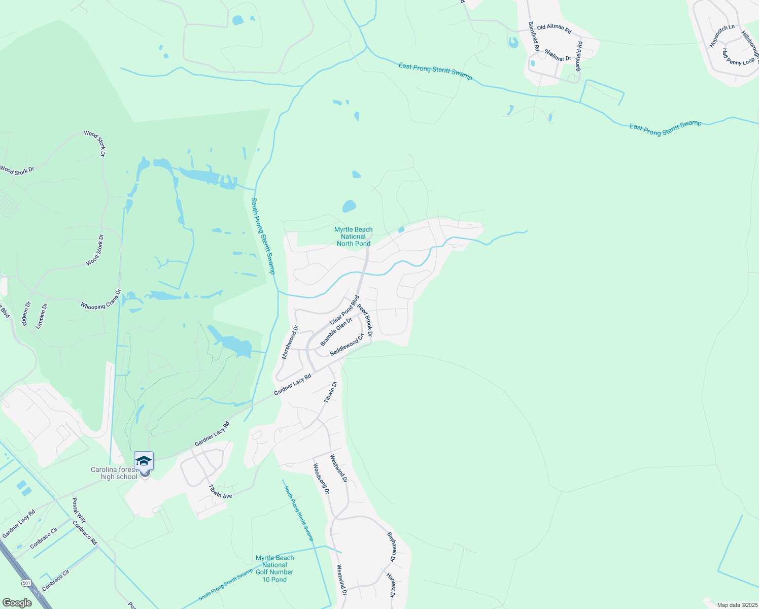 map of restaurants, bars, coffee shops, grocery stores, and more near 3904 Briar Vista Drive in Myrtle Beach