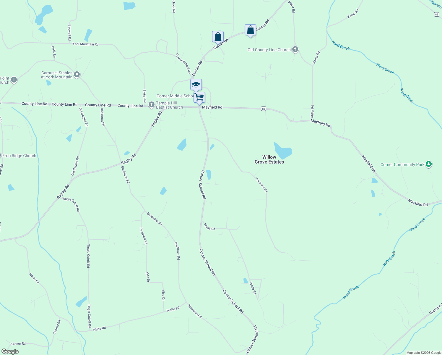 map of restaurants, bars, coffee shops, grocery stores, and more near 9609 Kourtny Way in Warrior