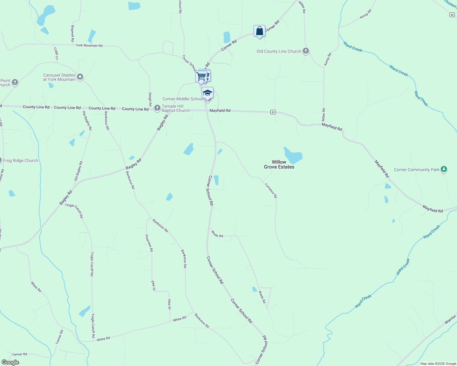 map of restaurants, bars, coffee shops, grocery stores, and more near 9609 Kourtny Way in Warrior